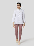 Flared Sleeve Shirt With Contrast Button Detailing - Zest Mélange 