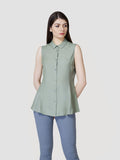 Pleated Frill Collar A Line Shirt