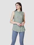Pleated Frill Collar A Line Shirt - Zest Mélange 