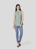 Pleated Frill Collar A Line Shirt - Zest Mélange 