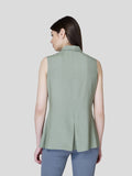 Pleated Frill Collar A Line Shirt - Zest Mélange 