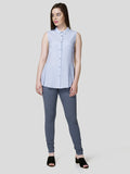 Pleated Frill Collar A Line Shirt - Zest Mélange 