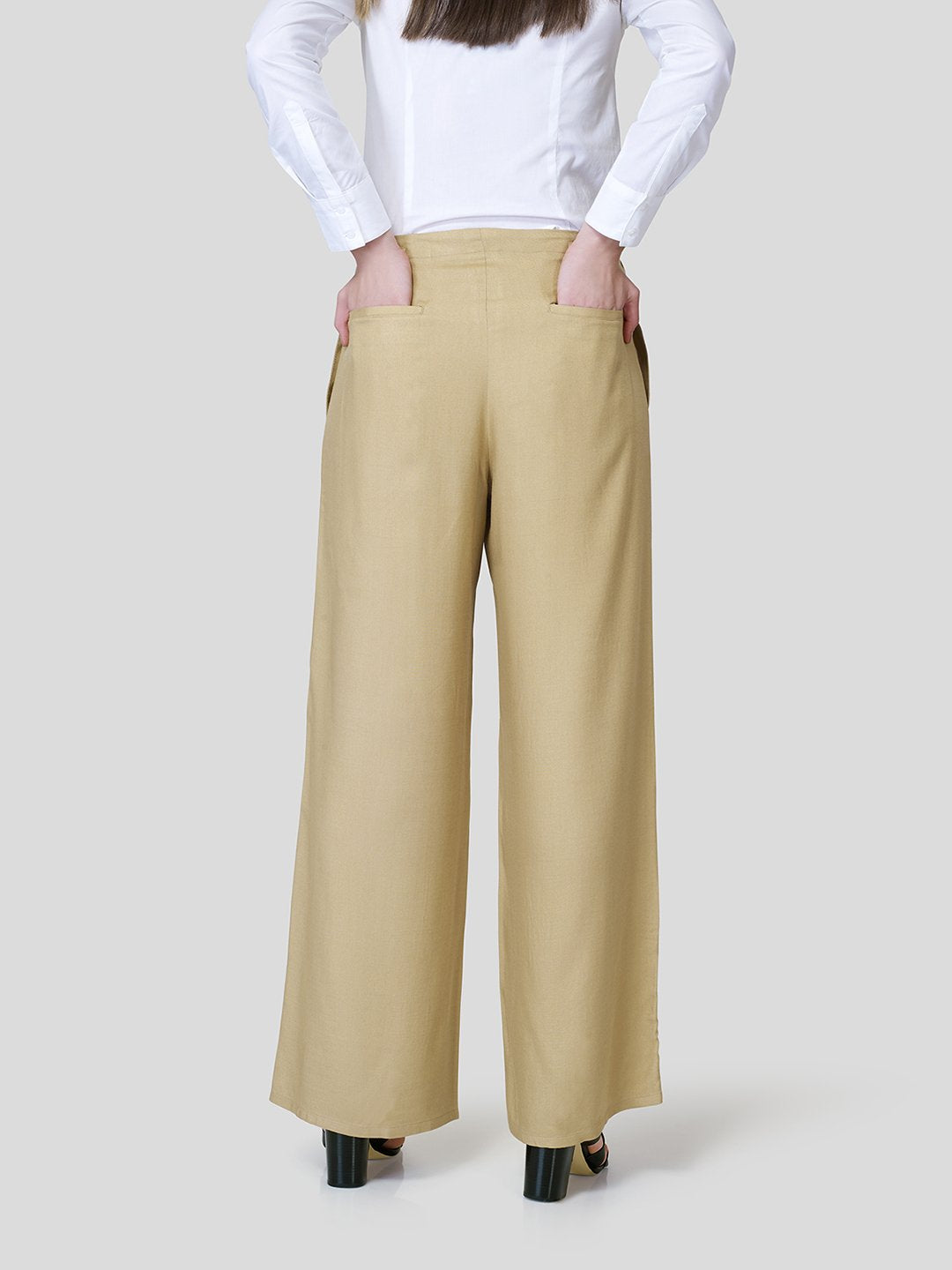 Flared Pants With Tiny Belt Loop Details - Zest Mélange 