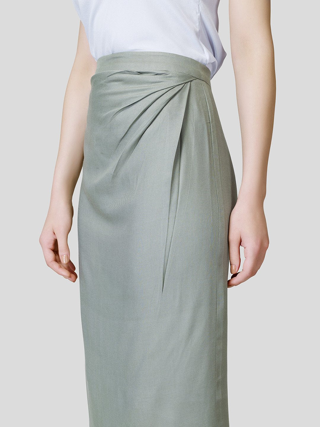 Draped Front Skirt - Zest Mélange 