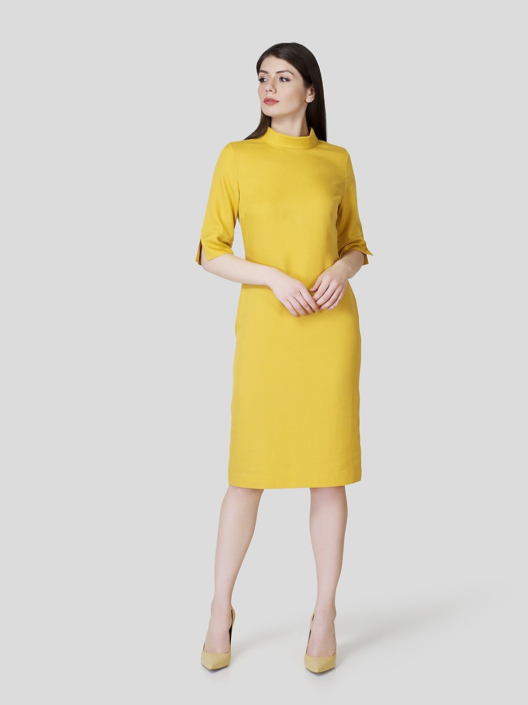 Rolled Collar Dress - Zest Mélange 