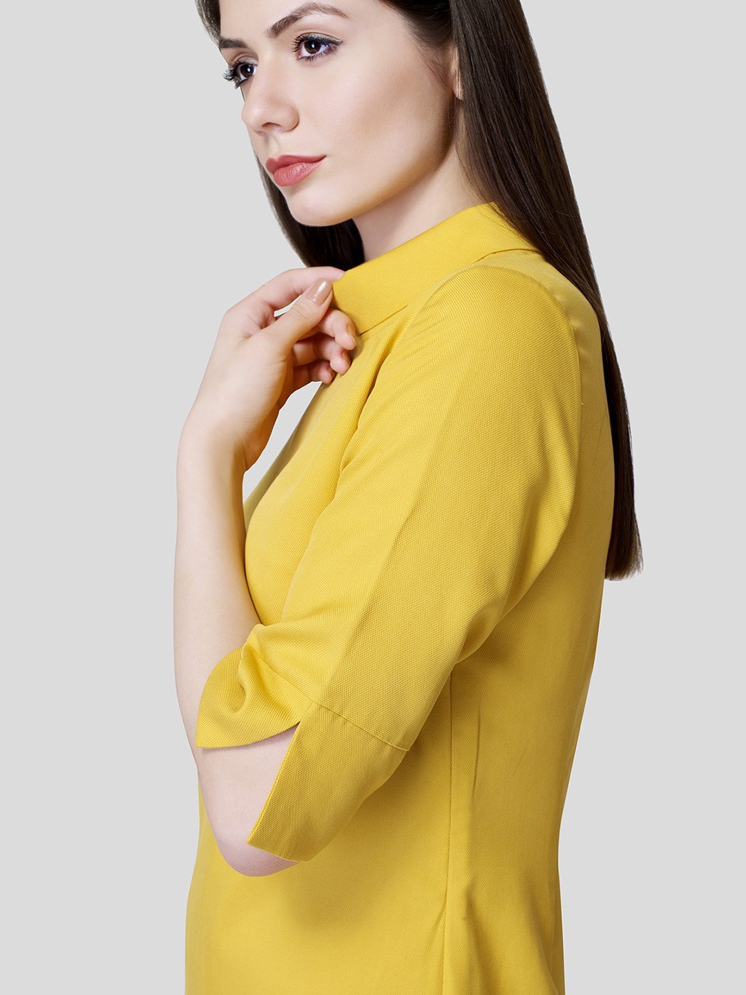 Rolled Collar Dress - Zest Mélange 