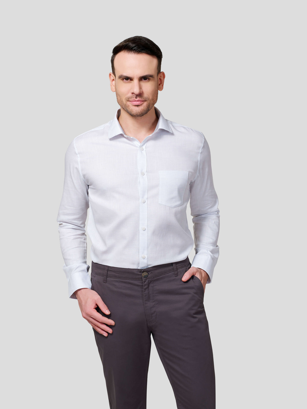 Classic Shirt With Spread Collar (Blue) - Zest Mélange