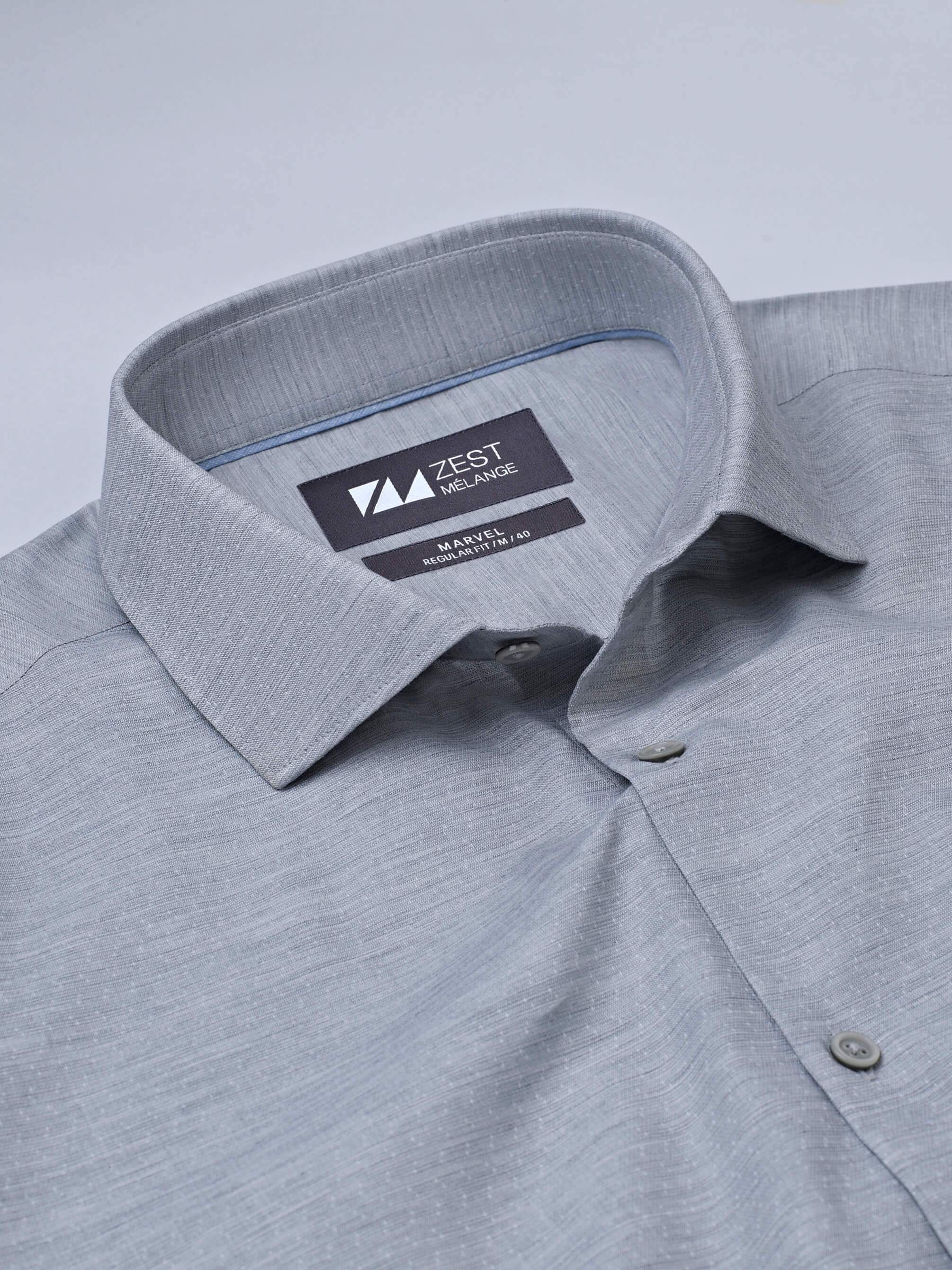 Dobby Spread Collar Shirt - Zest Mélange