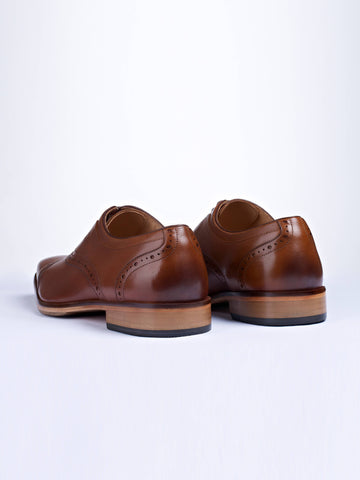 Oxford Lace Up Shoes With Broguing (Burgundy) - Zest Mélange 