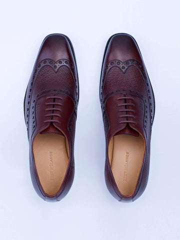 Oxford Lace Up Shoes With Broguing & Zm Embossed Leather Detail - Zest Mélange 