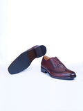 Oxford Lace Up Shoes With Broguing & Zm Embossed Leather Detail - Zest Mélange 