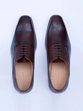 Oxford Lace Up Shoes With Broguing & Zm Embossed Leather Detail - Zest Mélange 