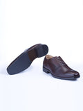 Oxford Lace Up Shoes With Broguing & Zm Embossed Leather Detail - Zest Mélange 