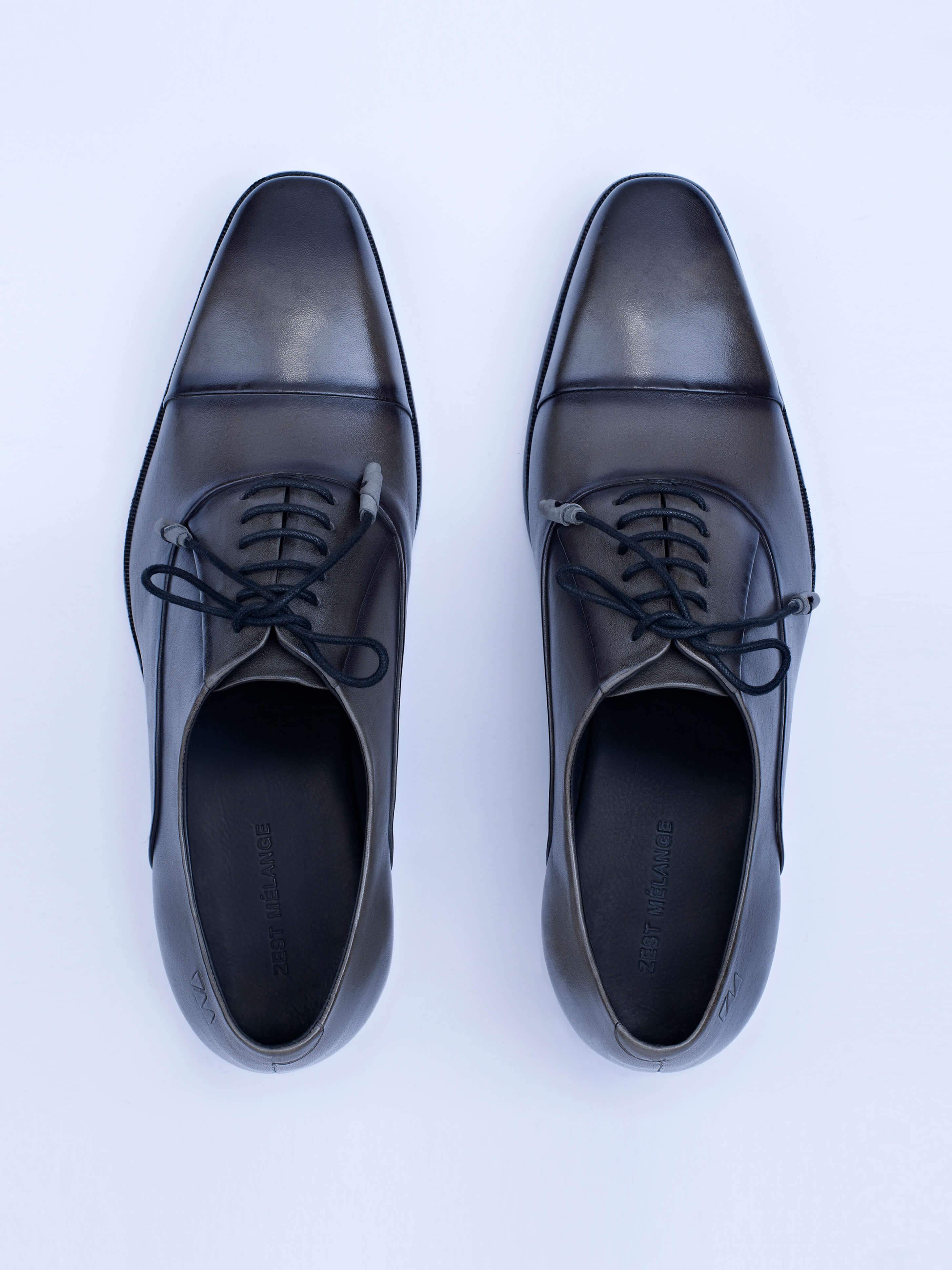 Oxford Lace Up Shoes With Precise Invisible Stitch Details - Zest Mélange 