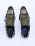 Single Buckle Monk Shoes With Zm Embossed Detail (Olive)