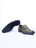 Single Buckle Monk Shoes With Zm Embossed Detail (Olive) - Zest Mélange 