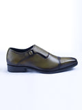 Single Buckle Monk Shoes With Zm Embossed Detail (Olive) - Zest Mélange 