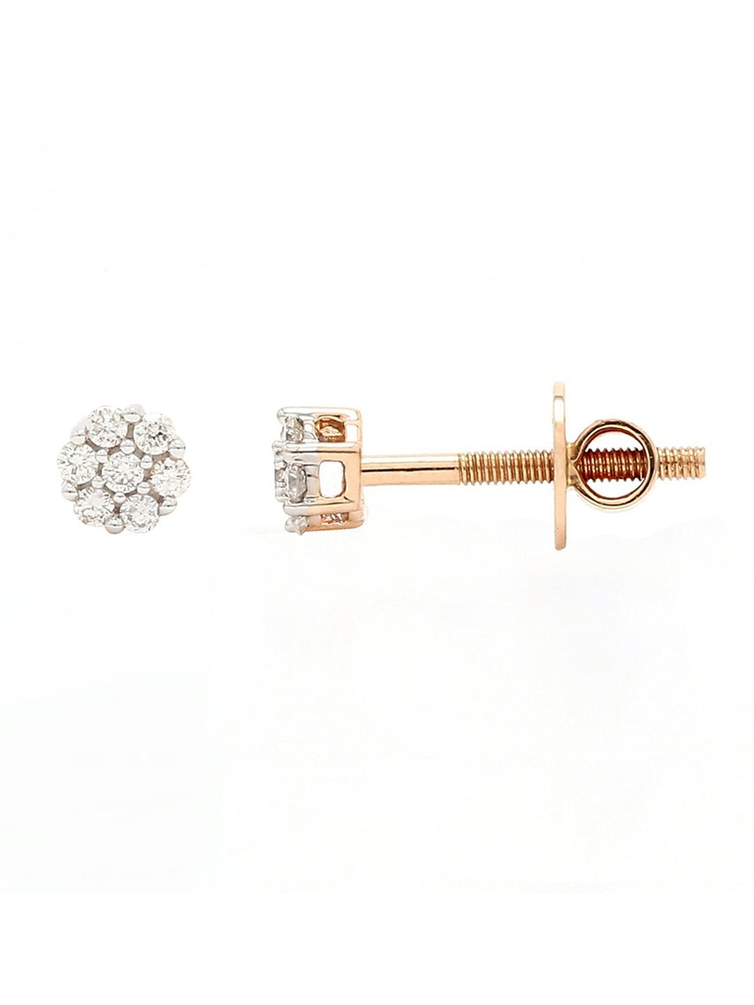 Real Diamond Cluster Stud Earring (Rose Gold) - Zest Mélange 