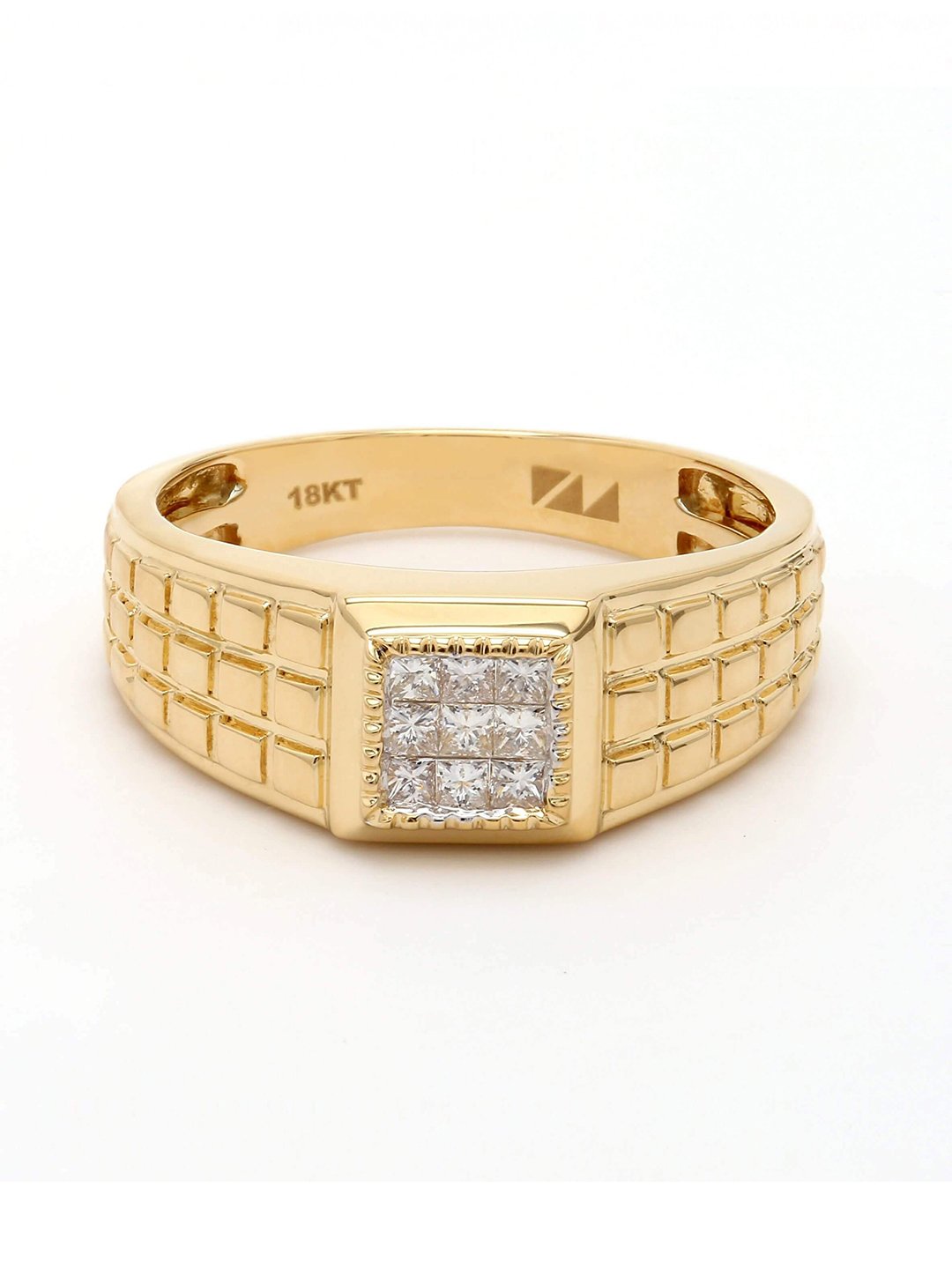 18K Yellow Gold Diamond Ring for Men