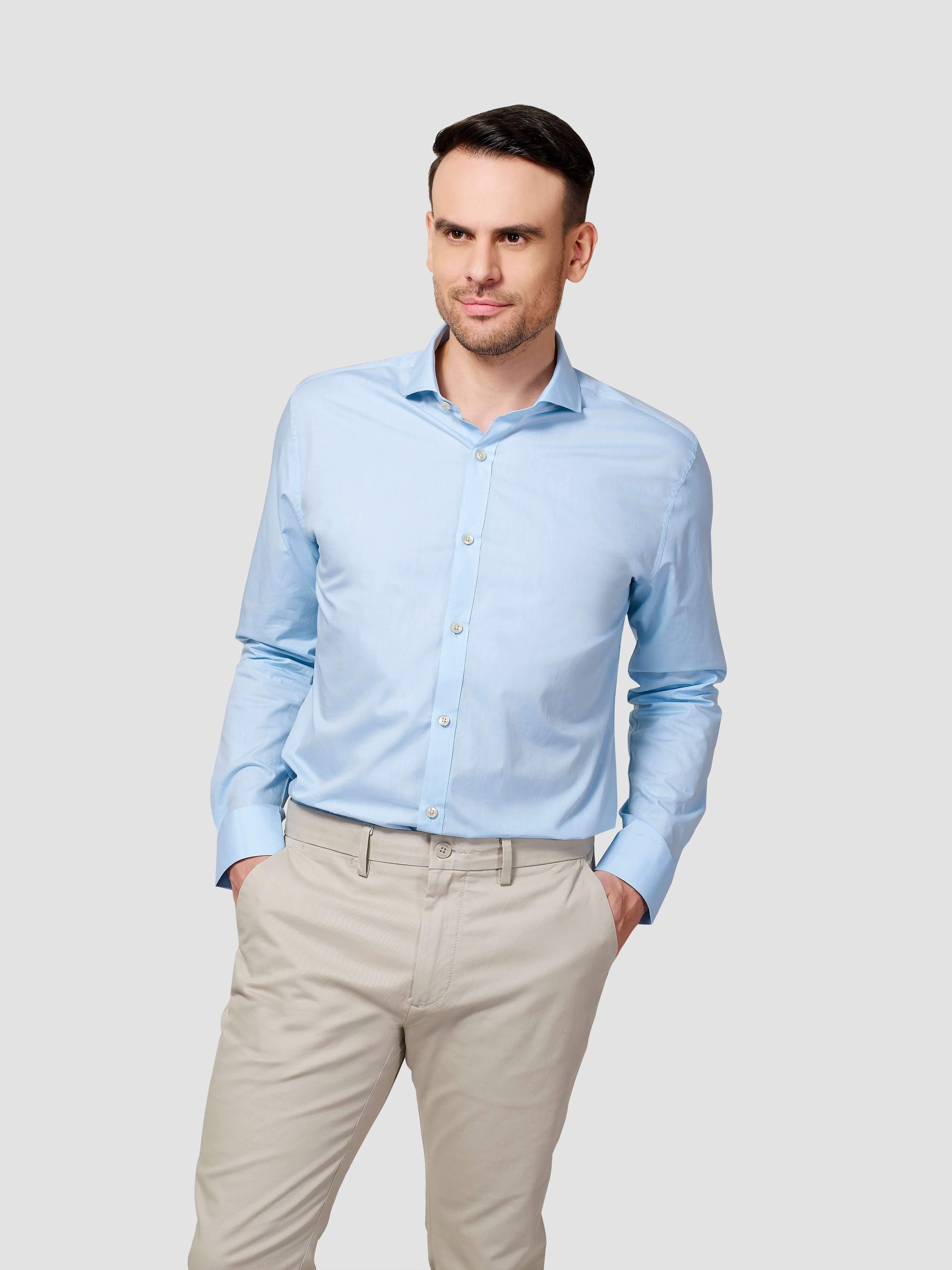 Cut Way Collar Shirt With Contrast Piping Detail - Zest Mélange