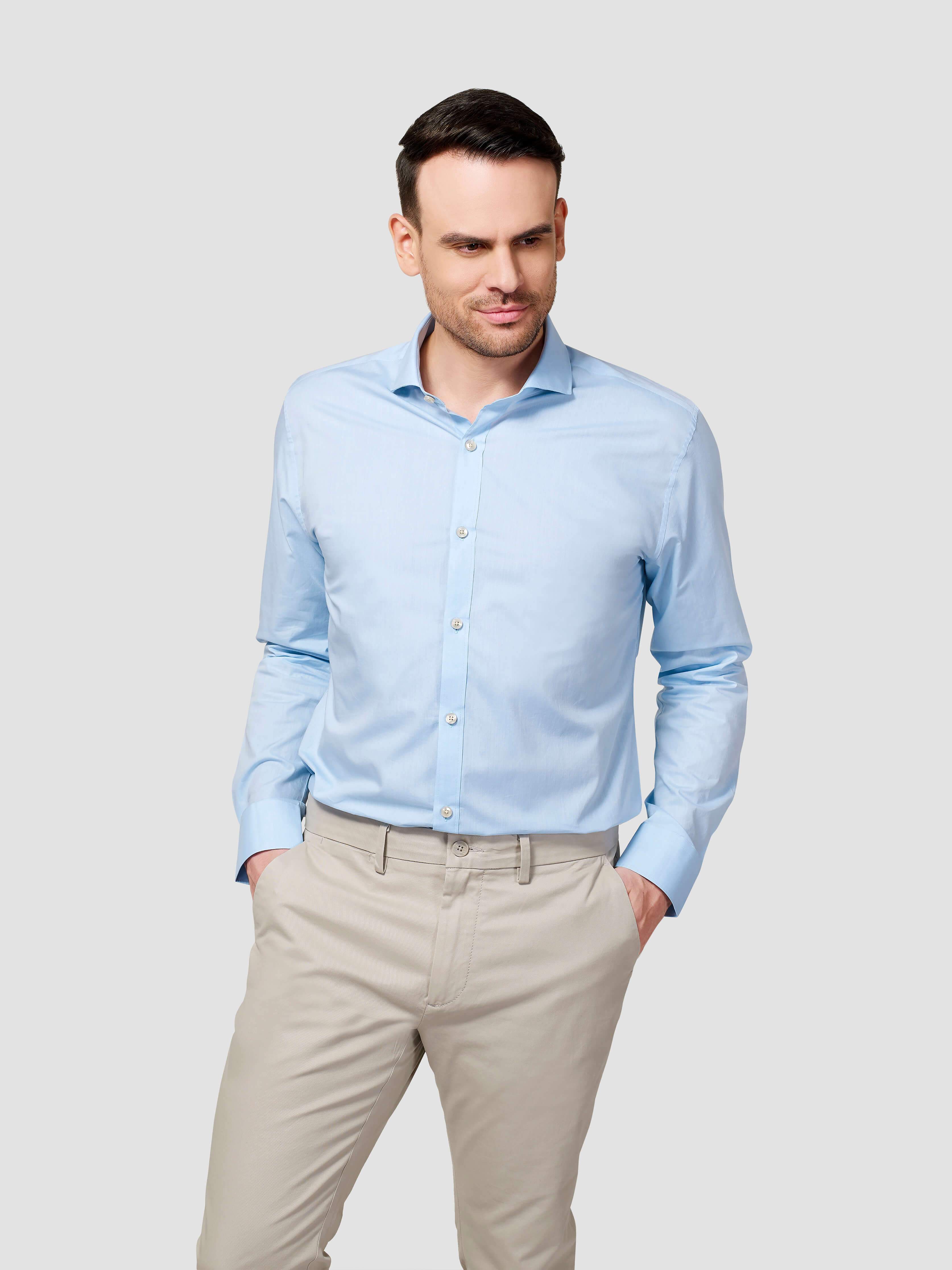 Cut Way Collar Shirt With Contrast Piping Detail - Zest Mélange