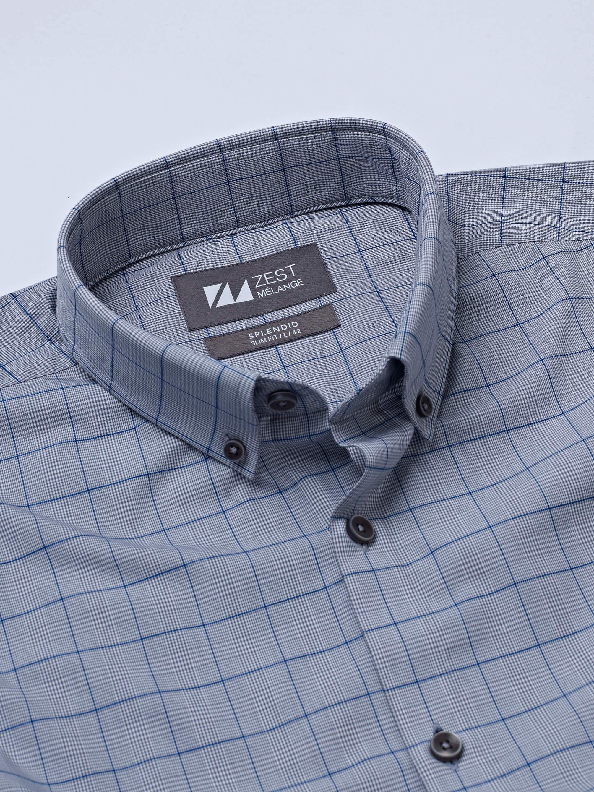 Classic Button Down Checks Shirt - Zest Mélange