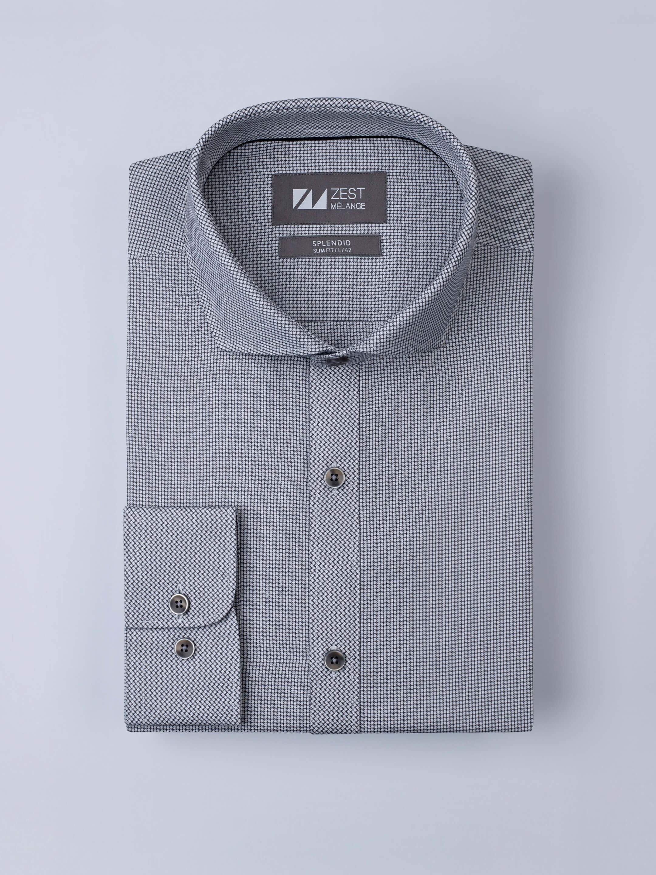 Cut Way Collar Checks Shirt - Zest Mélange