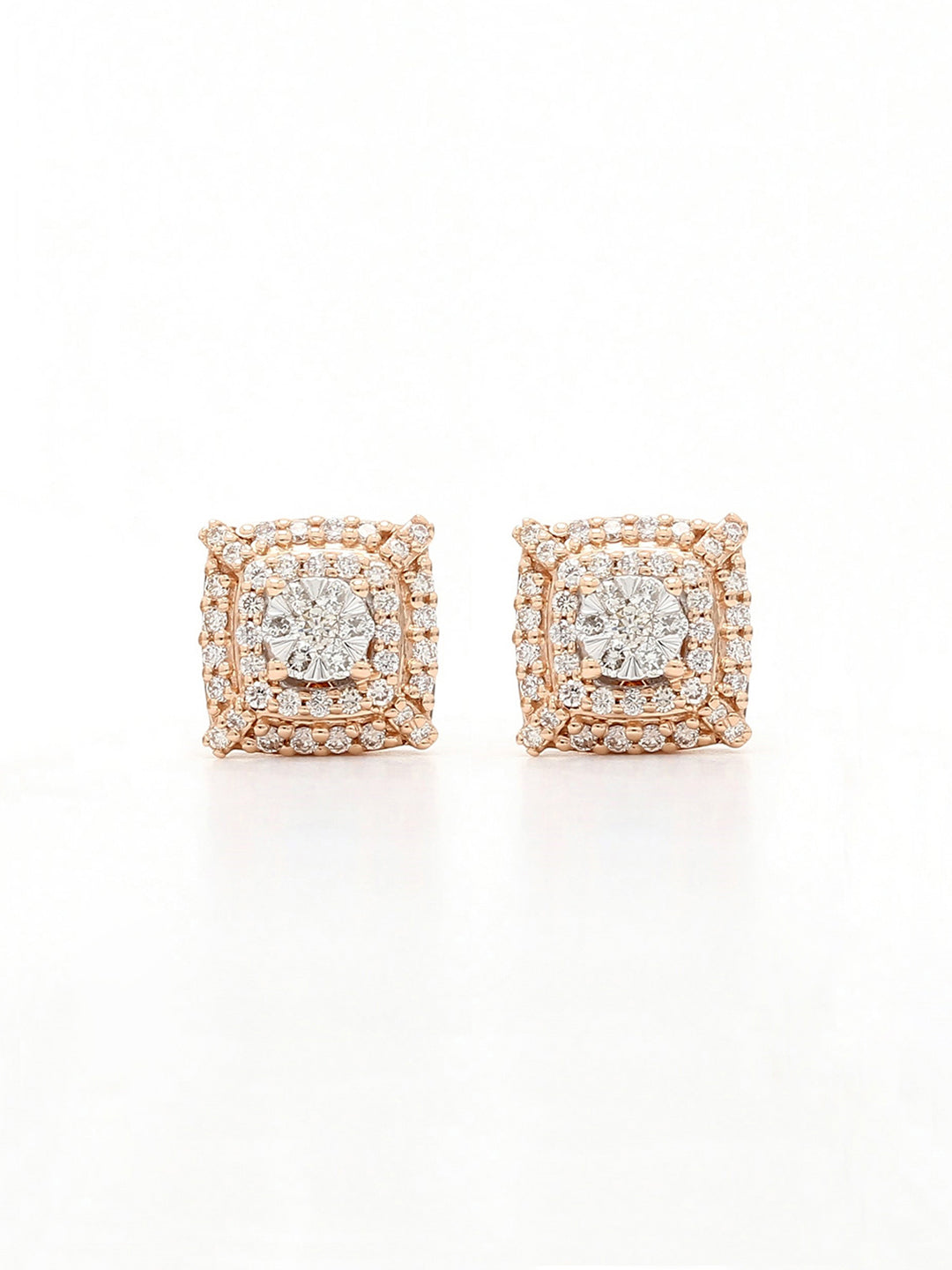 Real Diamond Illusion Cluster Stud Earring (Rose Gold) - Zest Mélange 
