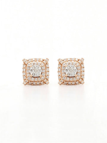 Real Diamond Illusion Cluster Stud Earring (Rose Gold) - Zest Mélange 