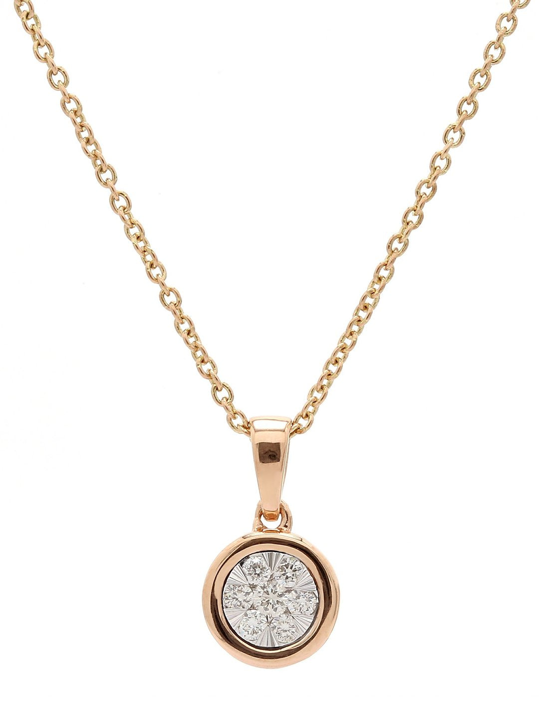 Real Diamond Illusion Cluster Solitaire Look Pendant With Chain - Zest Mélange 