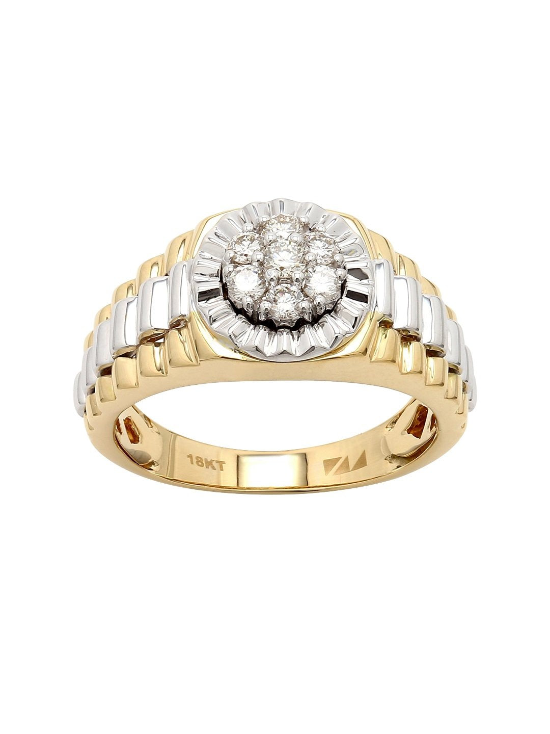 Real Diamond Mens Two Tone Cluster Ring - Zest Mélange 