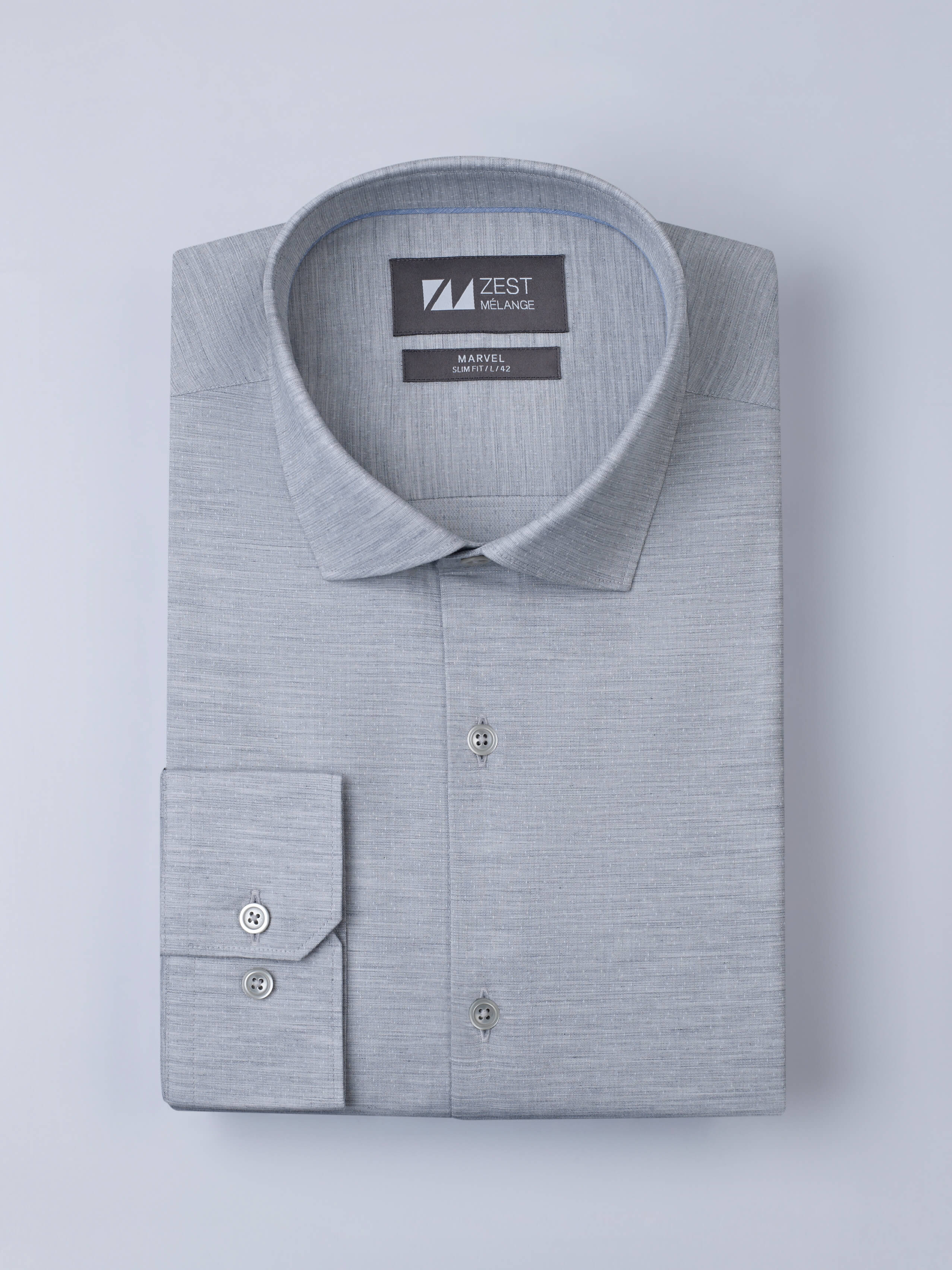 Dobby Spread Collar Shirt - Zest Mélange