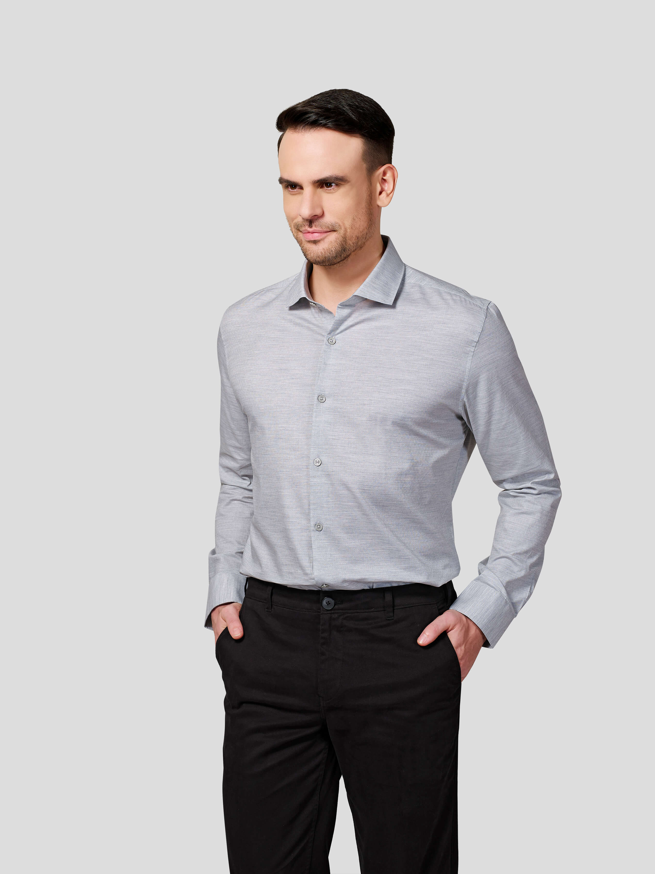 Dobby Spread Collar Shirt - Zest Mélange
