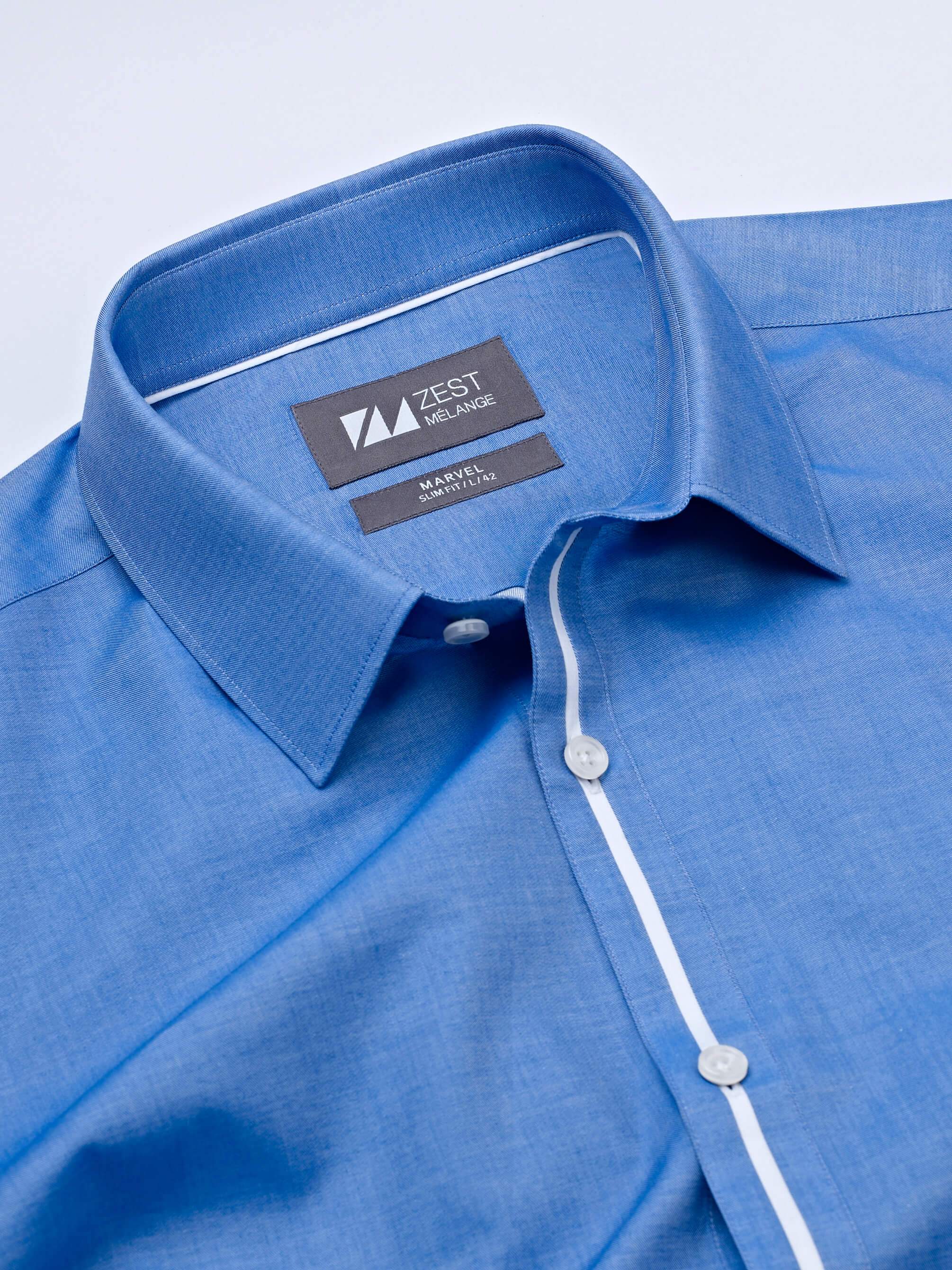 Classic Collar Shirt With Contrast Trim Detail - Zest Mélange 