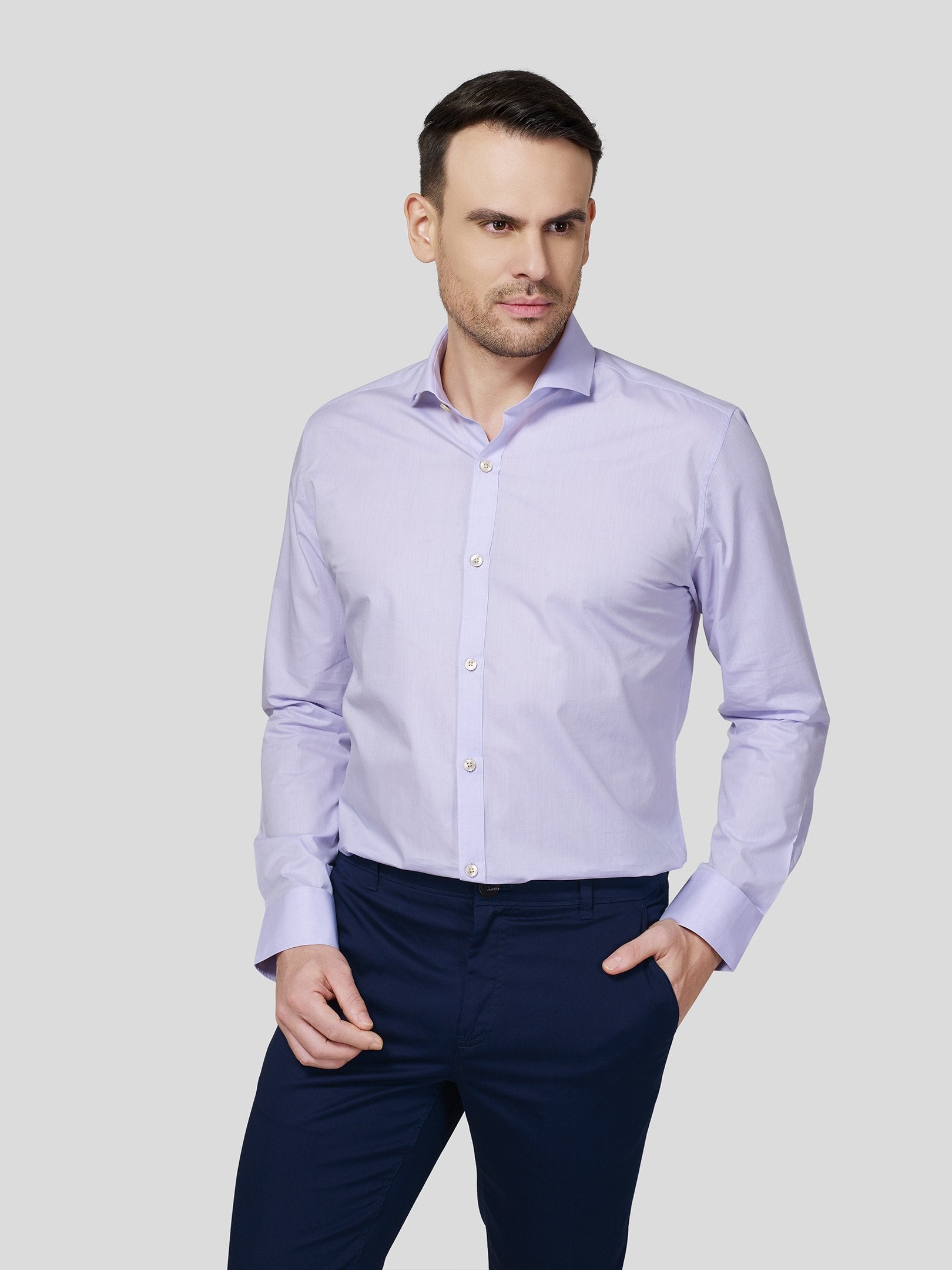 Cut Way Collar Shirt With Contrast Piping Detail - Zest Mélange 