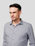 Grey Spread Collar Checks Shirt - Zest Mélange 