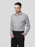 Grey Spread Collar Checks Shirt - Zest Mélange 