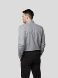 Grey Spread Collar Checks Shirt