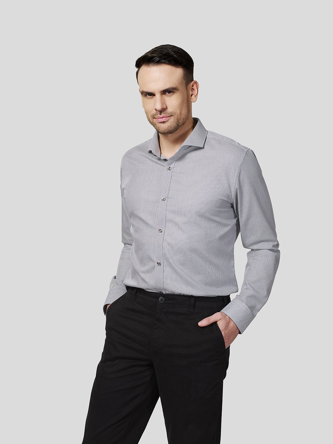 Cut Way Collar Checks Shirt - Zest Mélange