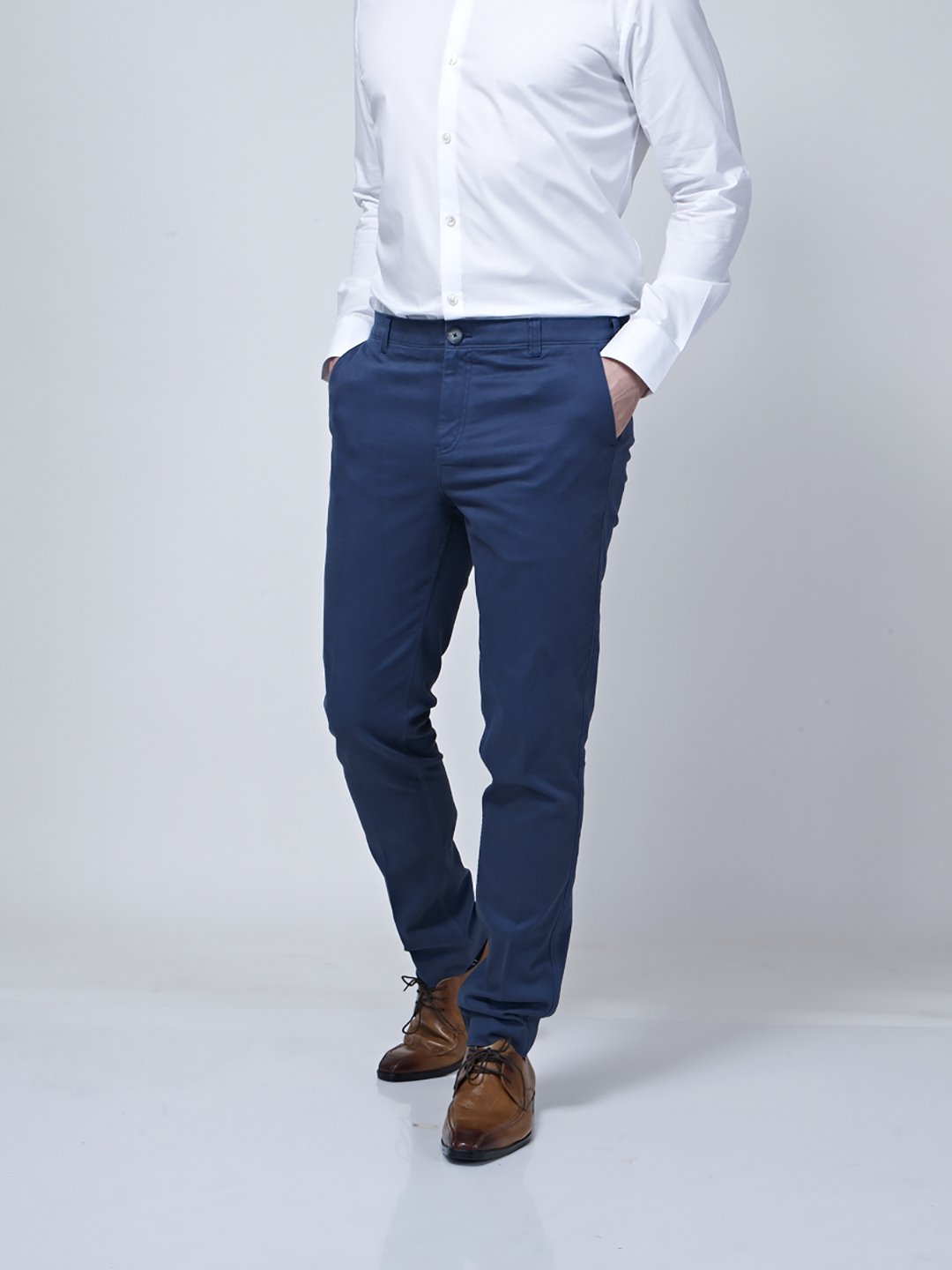 Chino With Diagonal Back Dart Detailing (Blue) - Zest Mélange