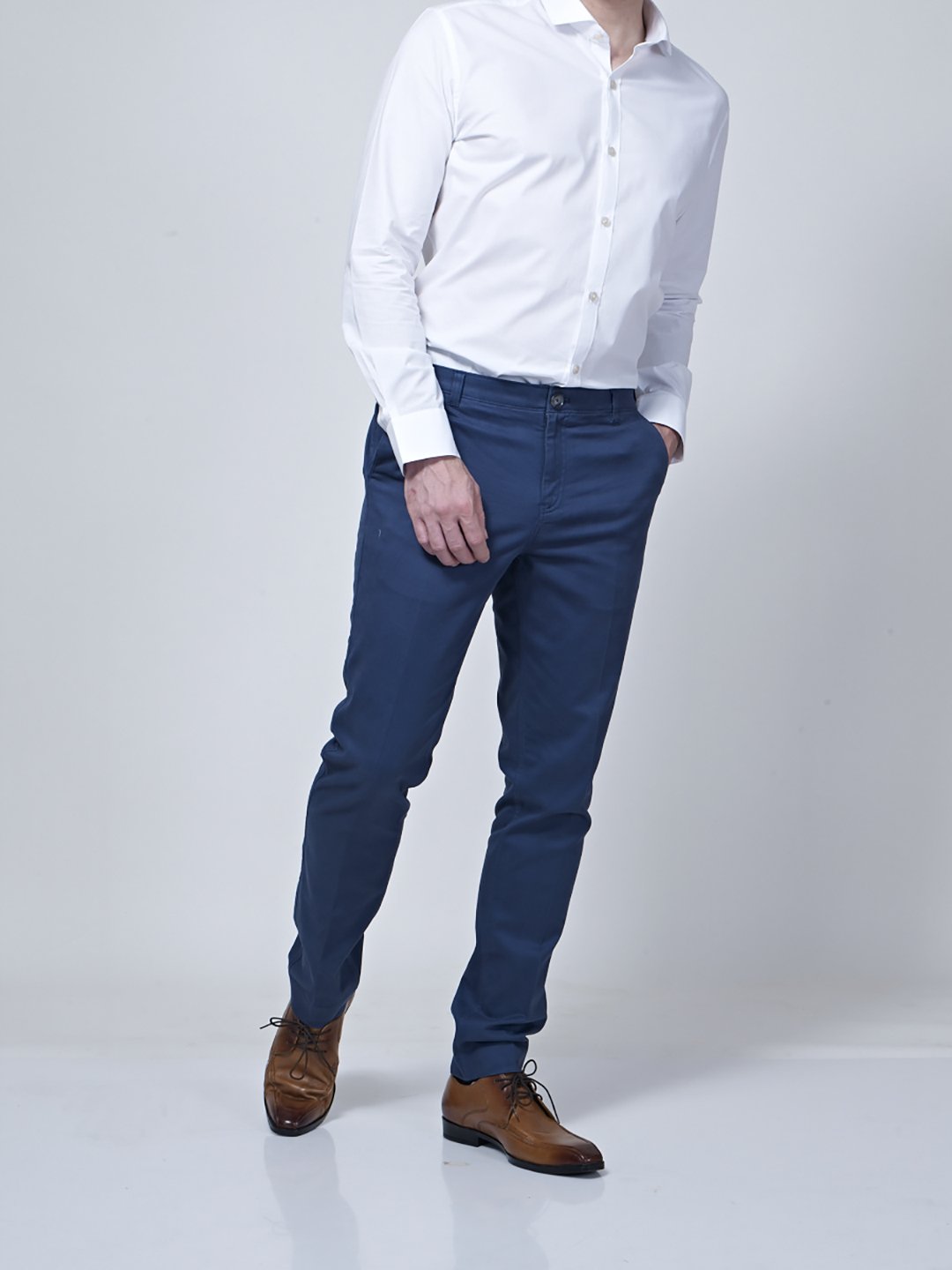Chino With Diagonal Back Dart Detailing (Blue) - Zest Mélange