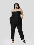 Black Halter Neck Top with Narrow Pants - Zest Mélange 