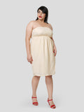 Neutral Essence of Gathered Tube Dress - Zest Mélange 