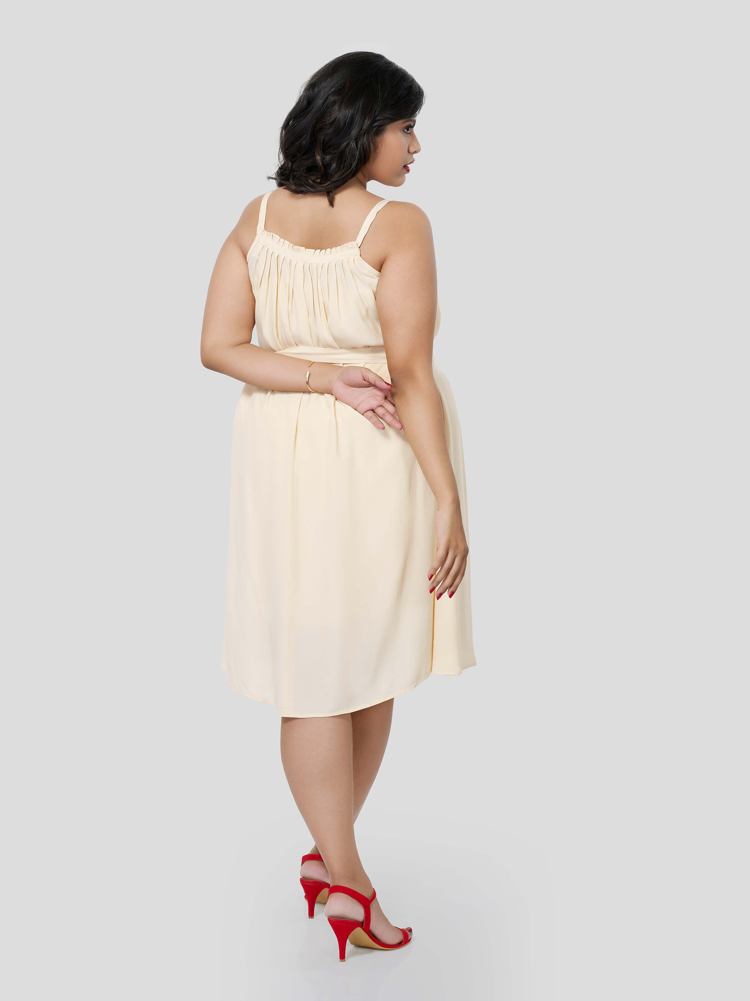 Soft Aggression look in Frill Front Dress - Zest Mélange 