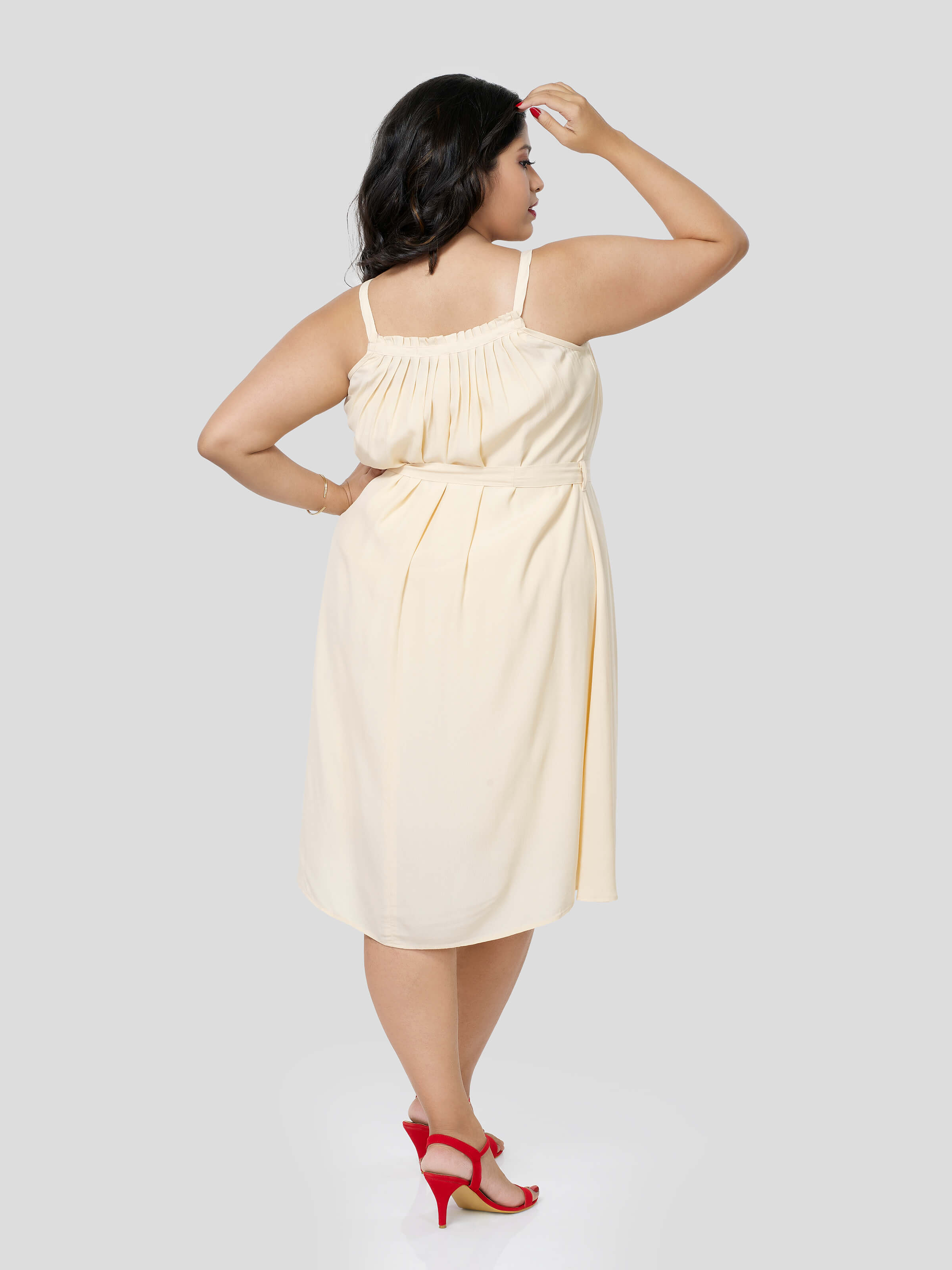 Soft Aggression look in Frill Front Dress - Zest Mélange 