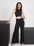 Suave Wide Waist Band Flared Pants - Zest Mélange 