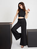 Suave Wide Waist Band Flared Pants - Zest Mélange 