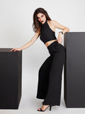 Suave Wide Waist Band Flared Pants - Zest Mélange 